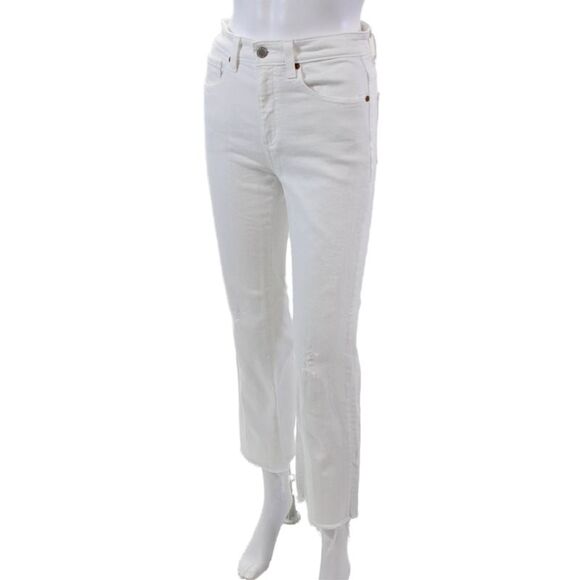 AG Adriano Goldschmied Womens Kinsley High Rise Crop Boot Cut Jeans White 24 - Picture 2 of 7